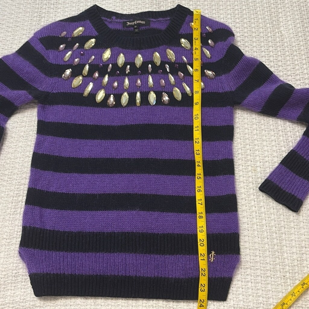 JUICY COUTURE vintage wool cashmere mohair sweater crystals black purple size XS - Picture 13 of 14